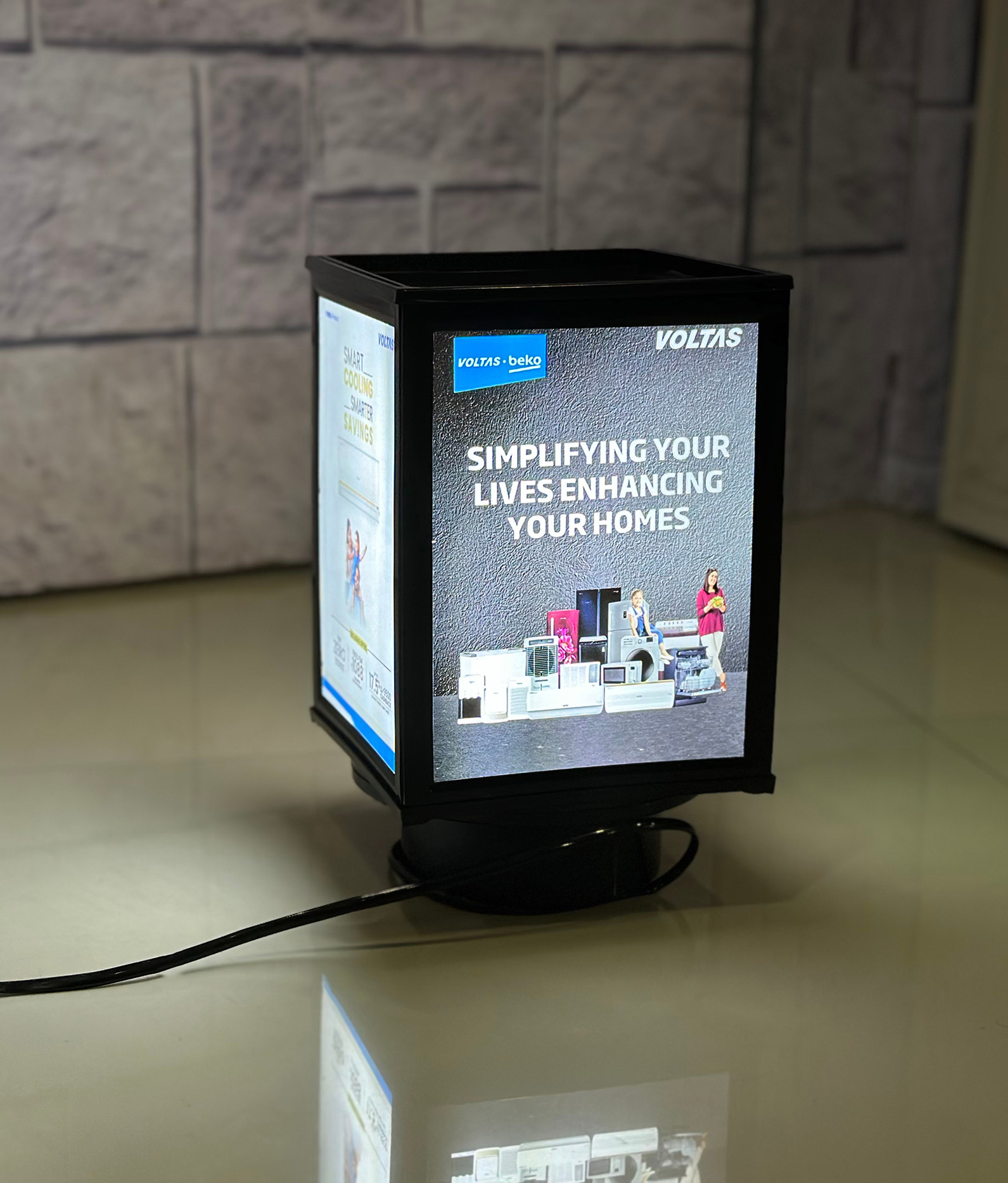 Square Rotating LED Table Stand 1