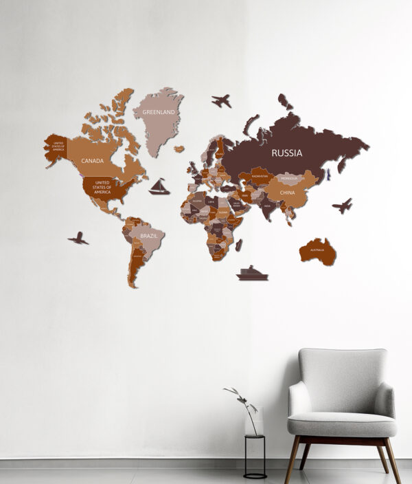 3D Multiwood World Map